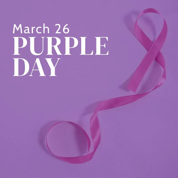 Illustration March Purple Day Text Cropped Ribbon Purple Background Copy — Φωτογραφία Αρχείου