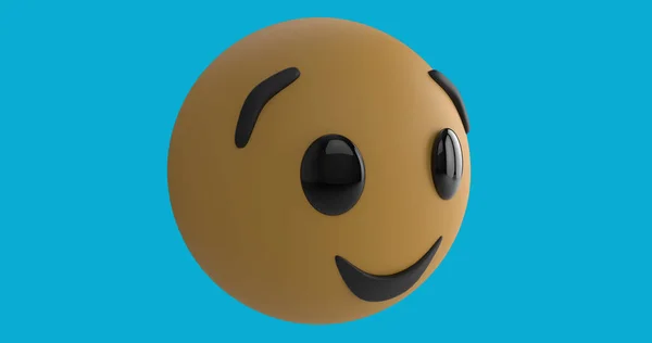 Εικόνα Του Χαμογελαστού Εικονιδίου Emoji Πάνω Από Μπλε Φόντο Παγκόσμια — Φωτογραφία Αρχείου
