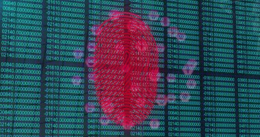 Veri işleme üzerinde ortam simgeleri olan parmak izi resmi. Küresel iş ve dijital arayüz kavramı dijital olarak oluşturulmuş görüntü.