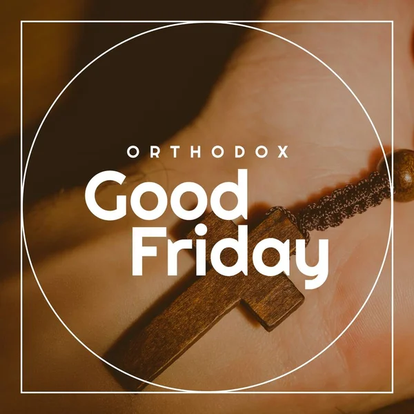 Composite Orthodox Good Friday Text Circle Square Caucasian Hand Holding — Stock Photo, Image