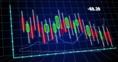 Animation of financial data processing over grid. Global business, finances, computing and data processing concept digitally generated video.