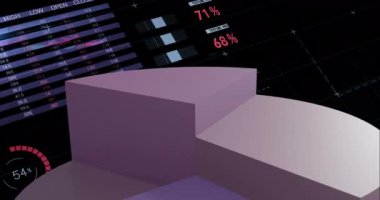 Animation of financial data processing over grid. Global business, finances, computing and data processing concept digitally generated video.