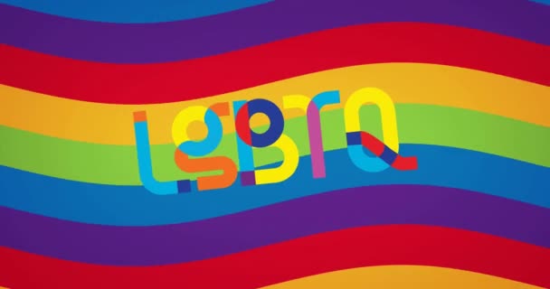 虹の背景に虹のLgbtqテキストのアニメーション プライド月間 Lgbt 平等と人権の概念デジタルで生成されたビデオ — ストック動画