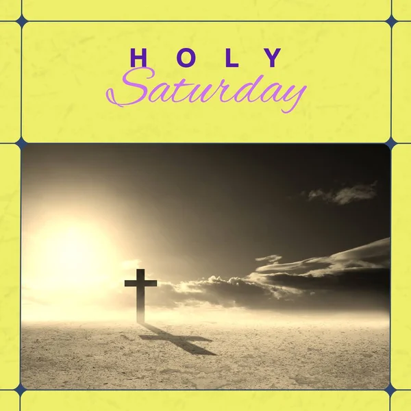 Image Holy Saturday Text Landscape Cross Holy Saturday Celebration Concept — Stock Photo, Image