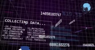 Animation of financial data processing over grid. Global business, finances, computing and data processing concept digitally generated video.