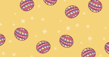 Paskalya yumurtaları ve bahar metinlerinin animasyonu. Paskalya, gelenek ve kutlama konsepti dijital olarak oluşturuldu.