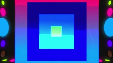 Dijital tünelin üzerindeki kare ve noktaların animasyonu. Soyut arkaplan, geçmişe dönük gelecek ve dijital olarak oluşturulmuş görüntü konsepti.