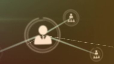 Simgelerle bağlantı ağının animasyonu. Dijital olarak oluşturulmuş küresel bağlantılar, iş, finans, bilgisayar ve veri işleme kavramı.