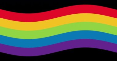 Gökkuşağı zafer işaretlerinin animasyonu ve gökkuşağı arkaplanı üzerindeki gurur metni. Gurur ayı, lgbt, eşitlik ve insan hakları konsepti dijital olarak oluşturuldu.