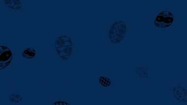 Donanma arka planına düşen paskalya yumurtalarının animasyonu. bahar, Paskalya ve kutlama konsepti dijital olarak oluşturulmuş video.