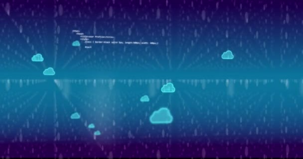 Bilgisayar Veri Işleme Bulutların Animasyonu Küresel Bulut Hesaplama Veri Işleme — Stok video