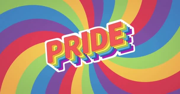 彩虹引以为傲的文字在彩虹背景上的动画 Pride Month Lgbt Equality Human Rights Concept Digital Generated — 图库视频影像