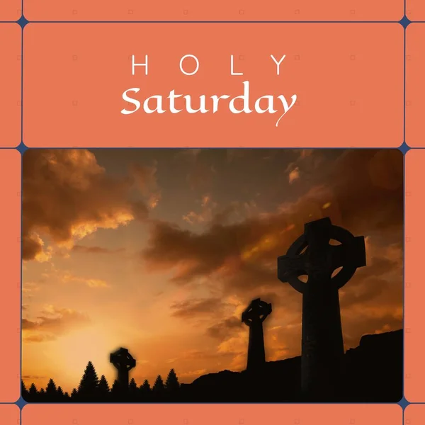 Образ Священного Суботнього Тексту Над Пейзажем Хрестами Свята Субота Святкування — стокове фото