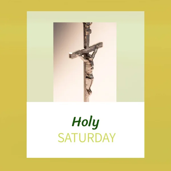 十字架上の聖土曜日のテキストのイメージ 神聖な土曜日とお祝いのコンセプトデジタル生成画像 — ストック写真