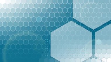 Mavi arkaplanda altıgen ağı ve veri işleme ağı animasyonu. Küresel bilim, araştırma, hesaplama ve veri işleme kavramı dijital olarak oluşturulmuş video.