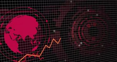 Animation of financial data processing over grid. Global business, finances, computing and data processing concept digitally generated video.