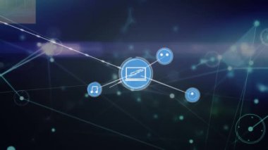 Bağlantılar ve veri işleme ağının animasyonu. Küresel iş, finans, hesaplama ve veri işleme kavramı dijital olarak oluşturulmuş video.