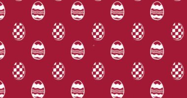 Paskalya yumurtalarının animasyonu ve mutlu paskalya metinleri. Paskalya, gelenek ve kutlama konsepti dijital olarak oluşturuldu.