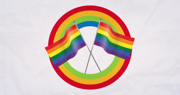Animace Duhových Vlajek Duhovém Pozadí Pride Month Lgbt Equality Human — Stock video
