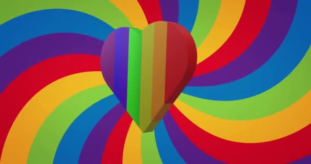 Animation Regnbåge Hjärta Över Regnbåge Bakgrund Pride Month Lgbt Jämställdhet — Stockvideo