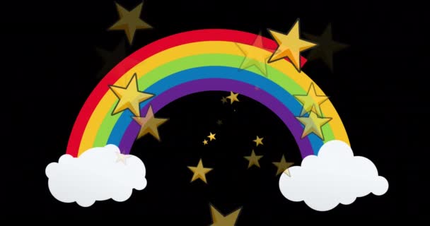 Animation Stars Rainbow Black Background Pride Month Lgbt Equality Human — Stock Video