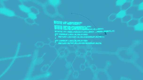蓝色背景下的科学数据处理动画 全球科学 计算和数据处理概念 — 图库视频影像