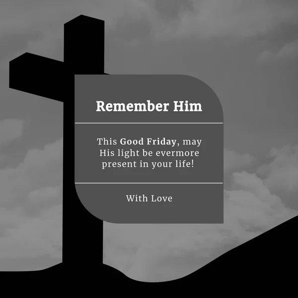 Image of good friday text over clouds and cross. Good friday and faith concept digitally generated image.