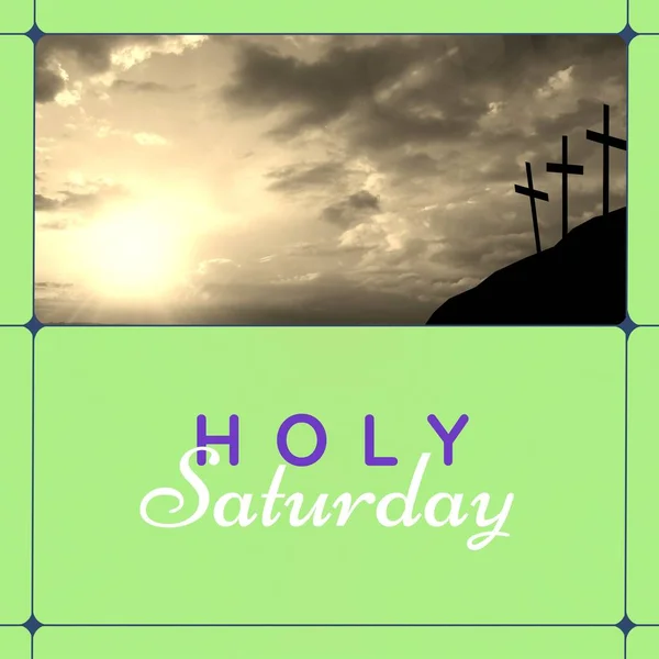 Image Holy Saturday Text Landscape Crosses Holy Saturday Celebration Concept — Stock Photo, Image
