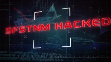 Tüm dünyada veri işleme sistemiyle hacklenmiş metnin animasyonu. Küresel siber saldırı, çevrimiçi güvenlik, dijital arayüz, hesaplama ve veri işleme kavramı dijital olarak oluşturulmuş video.