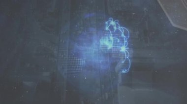 Animation of connections and data processing over globe. Global business, finances, computing and data processing concept digitally generated video.