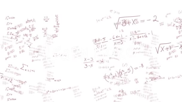 Анимация Математических Уравнений Обработки Данных Белом Фоне Концепция Глобальной Науки — стоковое видео