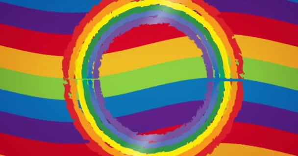 虹を背景にしたクィアテキストのアニメーション プライド月間 Lgbt 平等と人権の概念デジタルで生成されたビデオ — ストック動画
