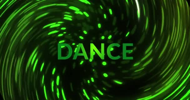 Animacja Tekstu Tanecznego Nad Ścieżkami Świetlnymi Czarnym Tle Retro Przyszłość — Wideo stockowe