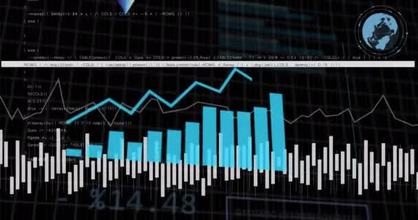 Animation Financial Data Processing Grid Global Business Finances Computing Data — стоковое видео