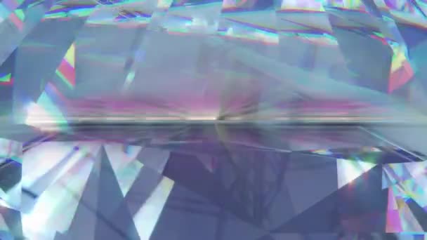 Animacja Tekstu Wyższy Poziom Nad Świecącym Kryształem Retro Przyszłość Kolor — Wideo stockowe