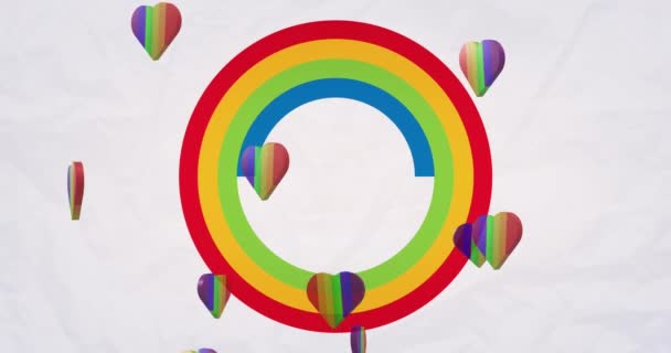 在白色背景上的彩虹心形动画 Pride Month Lgbt Equality Human Rights Concept Digital Generated — 图库视频影像
