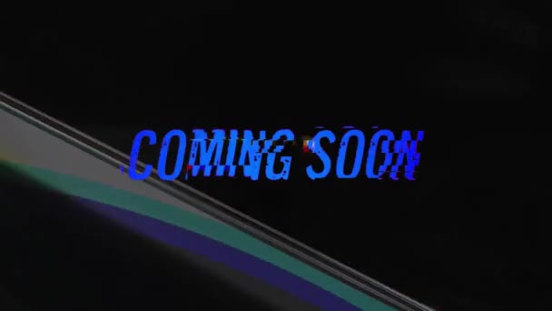 Animation Coming Soon Text Glowing Crystal Retro Future Colour Background — Stock Video
