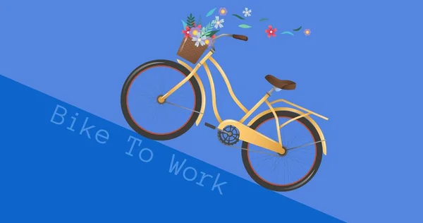 자전거에 바구니와 자전거가 파란색 반대되는 십시오 건강하고 — 스톡 사진