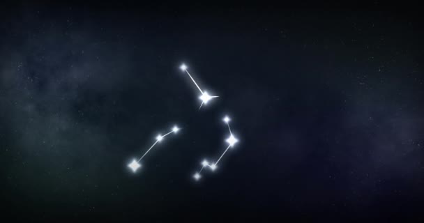 Animering Virgo Skylt Med Stjärnor Svart Bakgrund Zodiac Tecken Stjärnor — Stockvideo