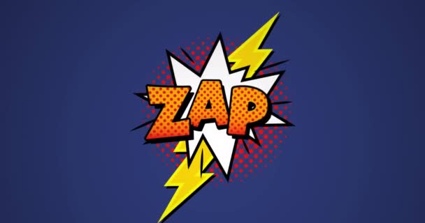Animação Texto Zap Sobre Padrão Abstrato Ícone Relâmpago Contra Fundo — Vídeo de Stock