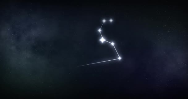 用黑色背景的星星动画狮子座星座 黄道带星座 恒星和星宿警察概念数字生成的视频 — 图库视频影像