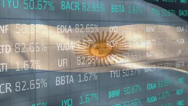 Animace Obchodní Rady Nad Státní Vlajkou Argentiny Pozadí Digitálně Generovaný — Stock video