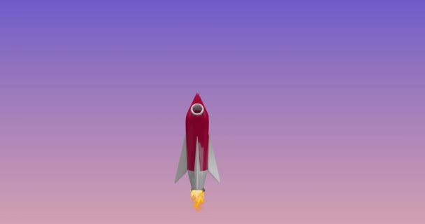 Animace Létající Rakety Pozadí Gradientu Digitálně Generované Hologram Kosmická Loď — Stock video