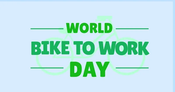Illustrative image of world bike to work day text against blue background, copy space. Vector, commuting, transportation, awareness, healthy and sustainable concept.