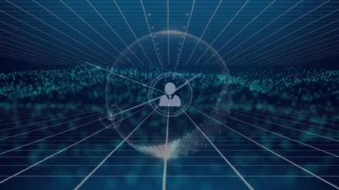 Ağ ve ızgara üzerinden bağlantı ağının animasyonu. Küresel iş, finans, hesaplama ve veri işleme kavramı dijital olarak oluşturulmuş video.
