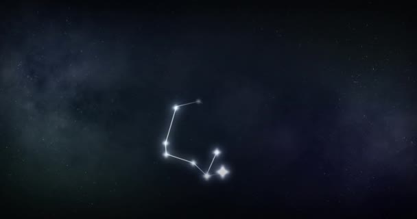 Animation Des Sternzeichens Mit Sternen Auf Schwarzem Hintergrund Tierkreiszeichen Sterne — Stockvideo