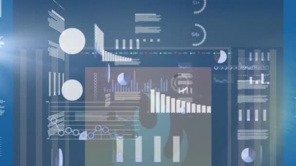 Animação Estatísticas Sobre Processamento Dados Firewall Conceito Global Negócios Finanças — Vídeo de Stock