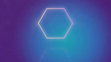 Mor gradyan zemine karşı kusursuz desenli parlayan altıgen şekillerin animasyonu. Tıbbi araştırma ve bilim teknolojisi kavramı