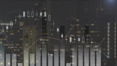 İstatistik ve veri işleme animasyonu. küresel hesaplama ve veri işleme kavramı dijital olarak oluşturulmuş video.