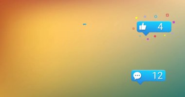 Turuncu arka planda medya simgelerinin canlandırılması. Sosyal medya ve dijital arayüz konsepti dijital olarak oluşturulmuş video.